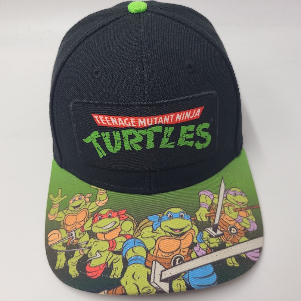 Teenage Mutant Ninja Turtles Hat Snapback Nickelodeon Black Green TMNT Logo Men